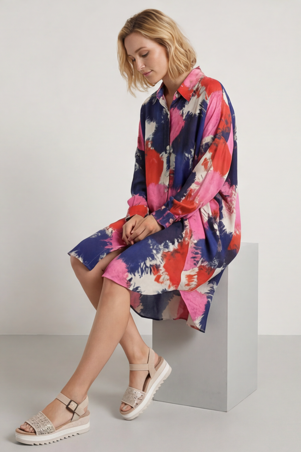 Macie Ink Print Shirt Fuchsia