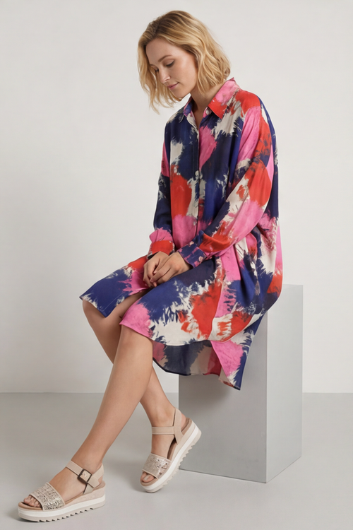 Macie Ink Print Shirt Fuchsia - Image 2