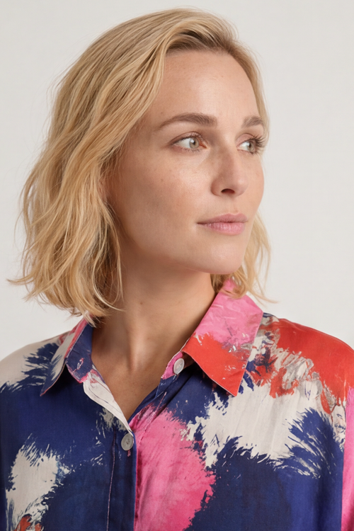 Macie Ink Print Shirt Fuchsia - Image 3