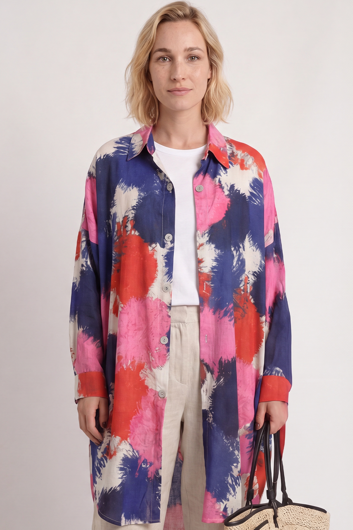 Macie Ink Print Shirt Fuchsia
