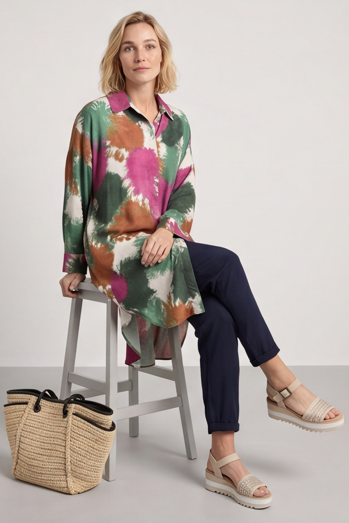 Macie Ink Print Shirt Green