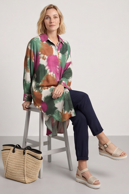 Macie Ink Print Shirt Green - Image 6