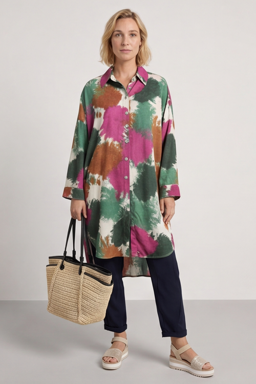Macie Ink Print Shirt Green - Image 4