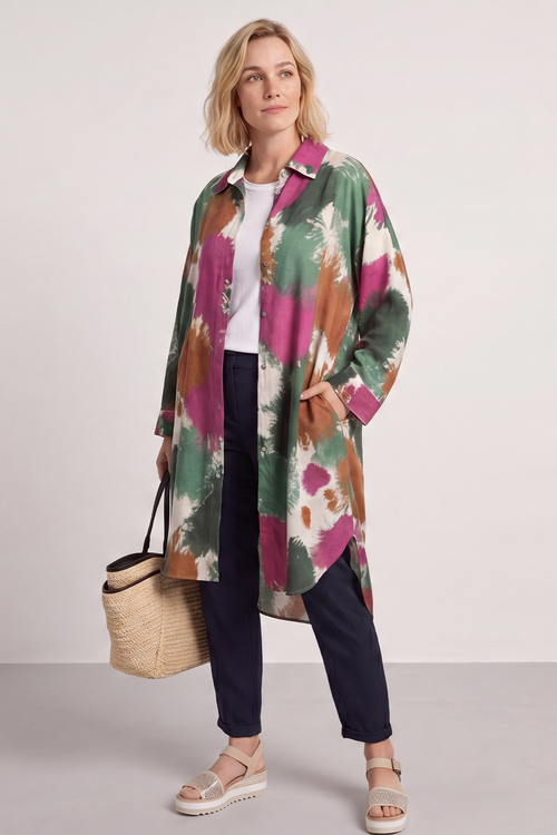 Macie Ink Print Shirt Green - Image 5