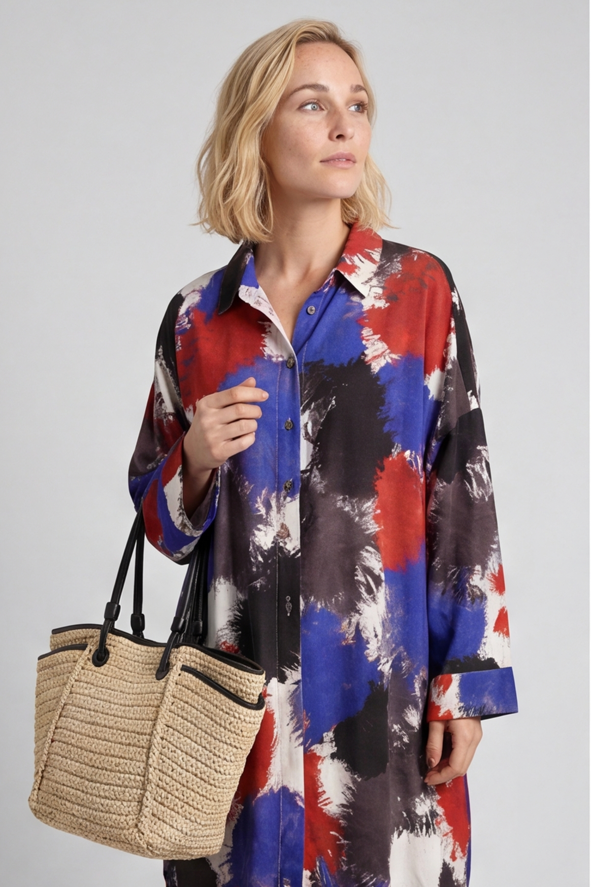 Macie Ink Print Shirt Royal Blue