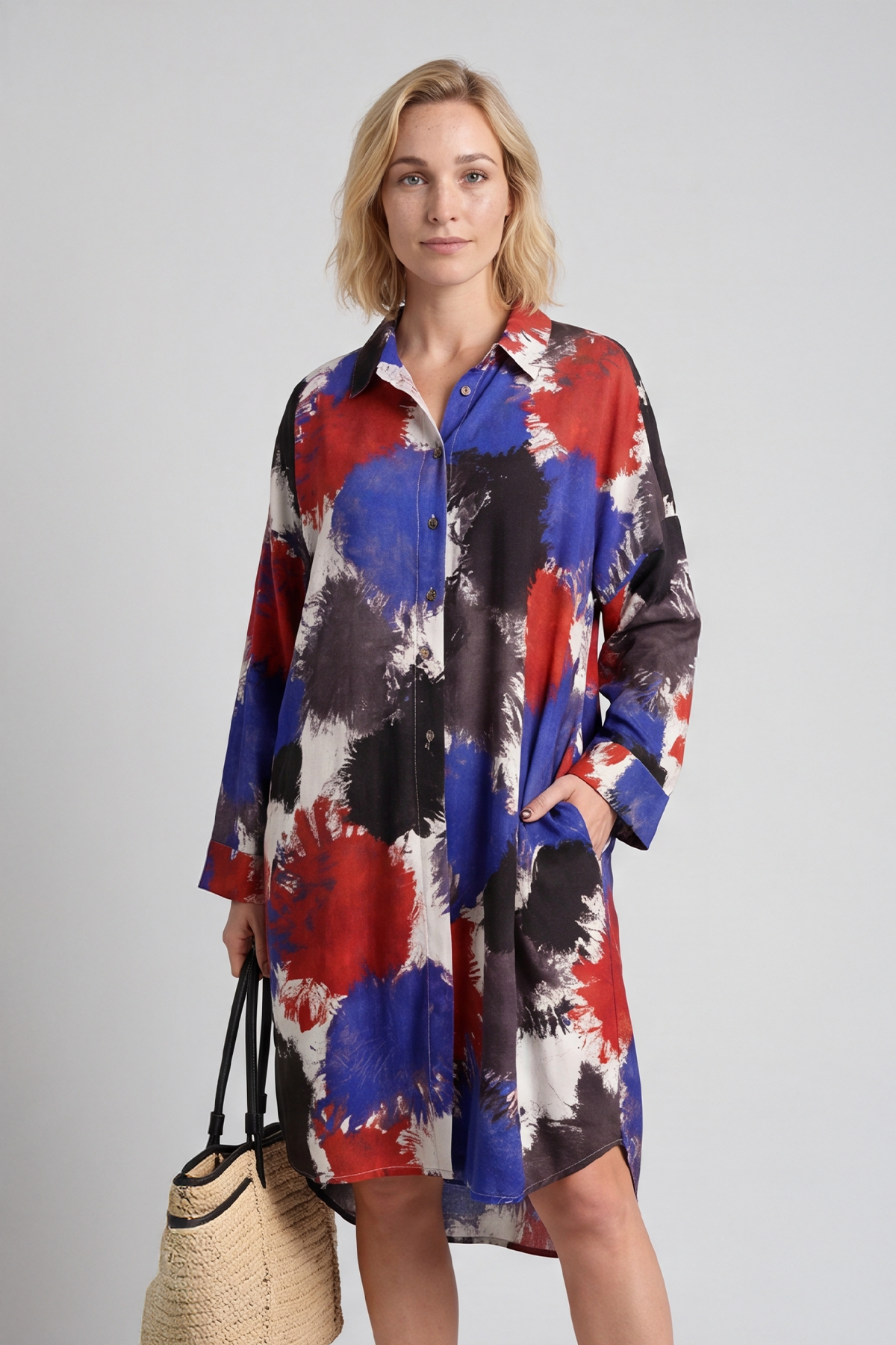 Macie Ink Print Shirt Royal Blue