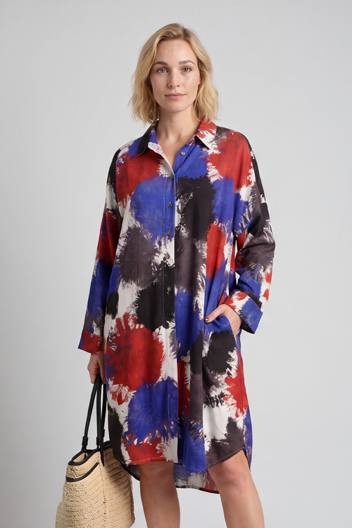 Macie Ink Print Shirt Royal Blue - Image 3