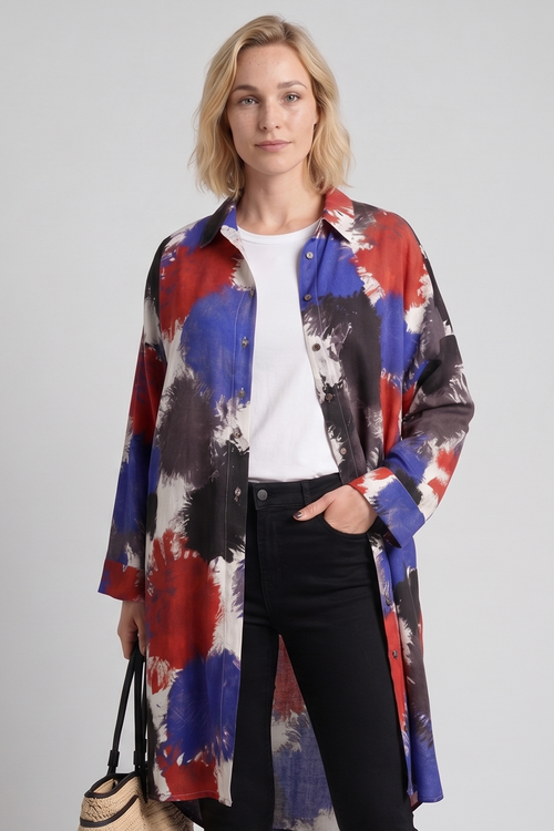 Macie Ink Print Shirt Royal Blue - Image 5