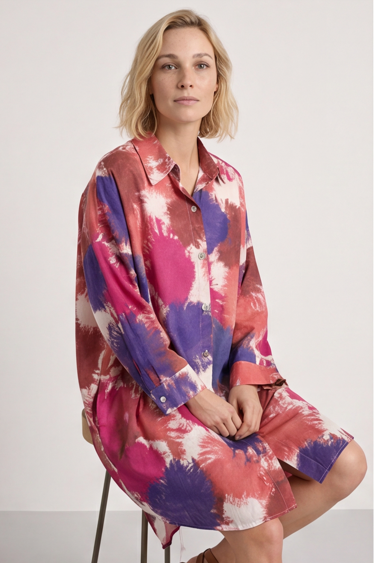 Macie Ink Print Shirt Purple