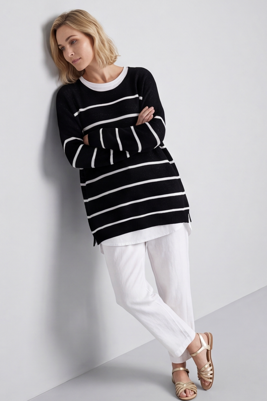 Maddison Stripe Knitted Jumper Black