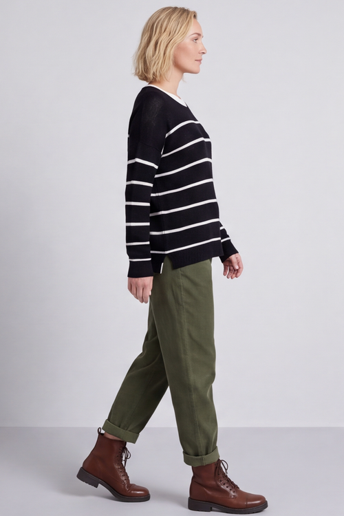 Maddison Stripe Knitted Jumper Black - Image 4