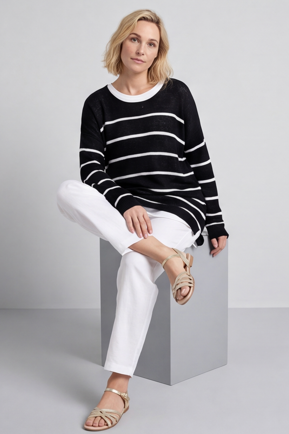 Maddison Stripe Knitted Jumper Black