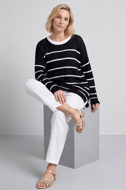 Maddison Stripe Knitted Jumper Black - Image 4