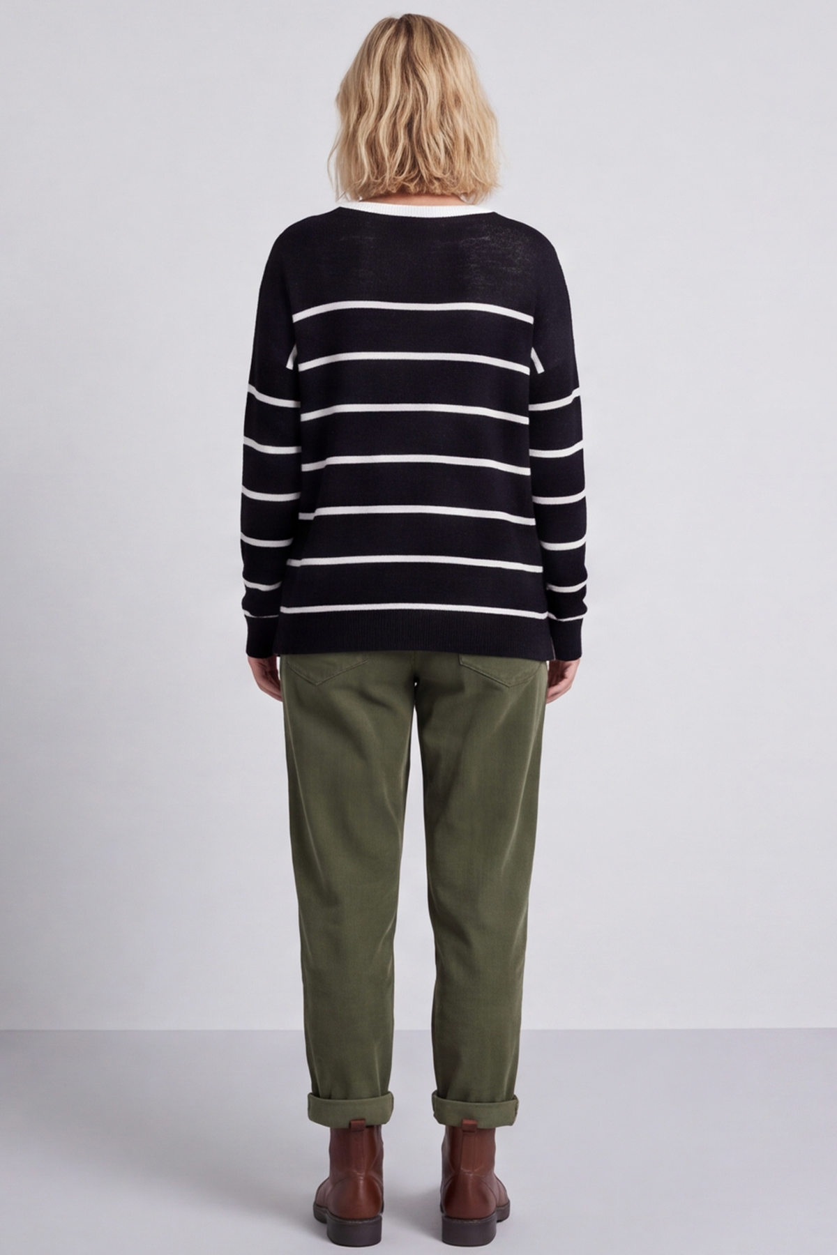 Maddison Stripe Knitted Jumper Black