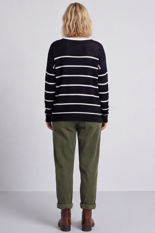Maddison Stripe Knitted Jumper Black - Image 5