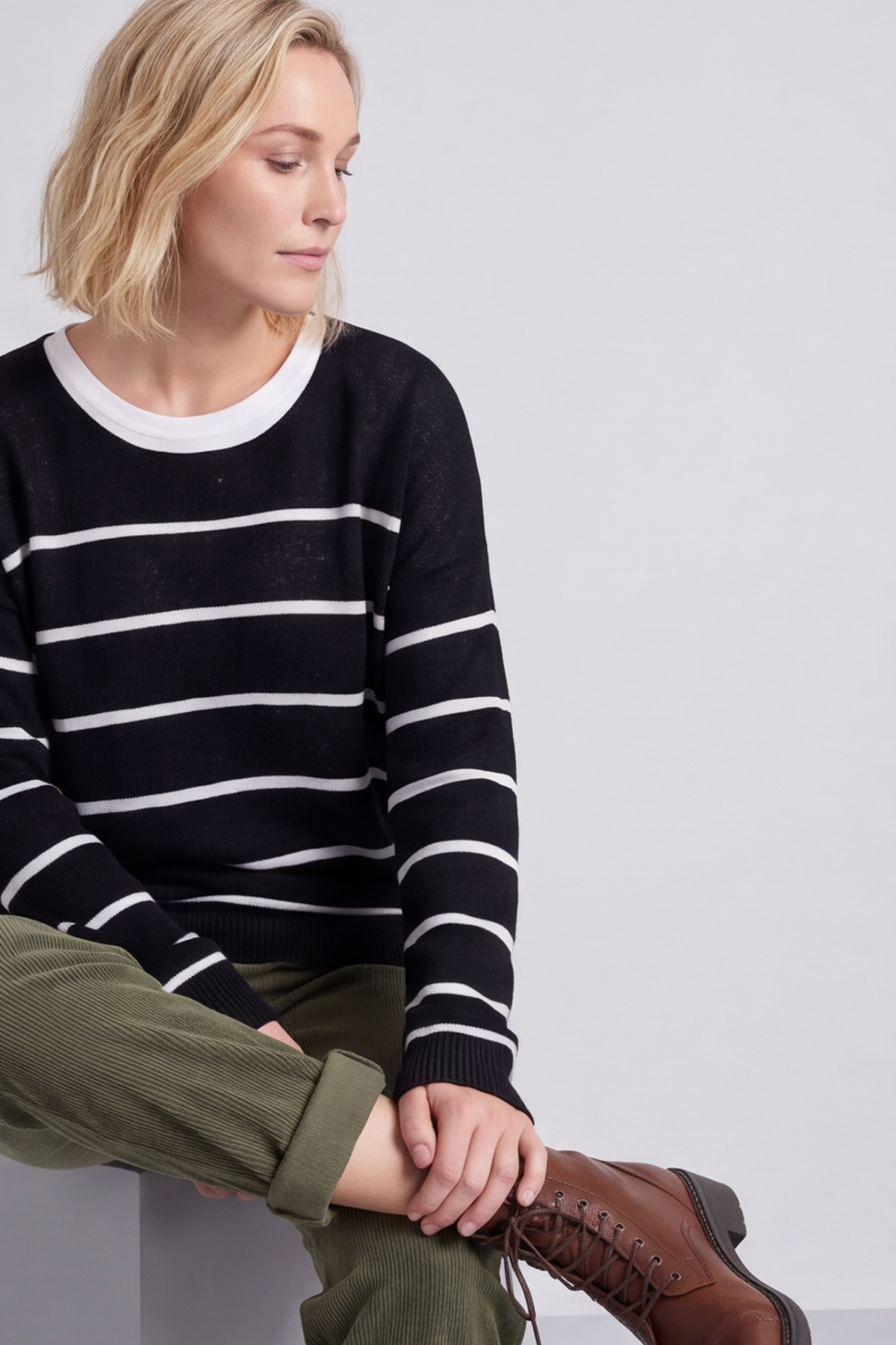Maddison Stripe Knitted Jumper Black