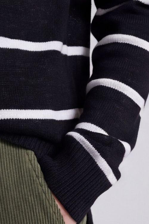 Maddison Stripe Knitted Jumper Black - Image 3