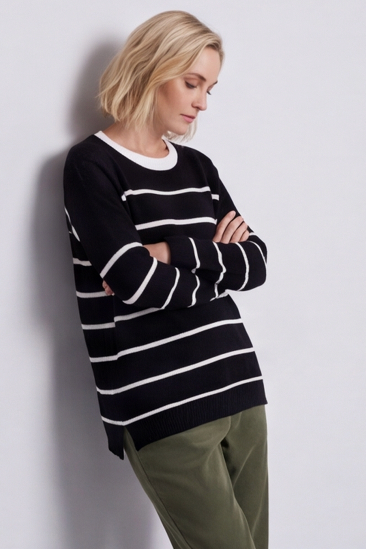 Maddison Stripe Knitted Jumper Black