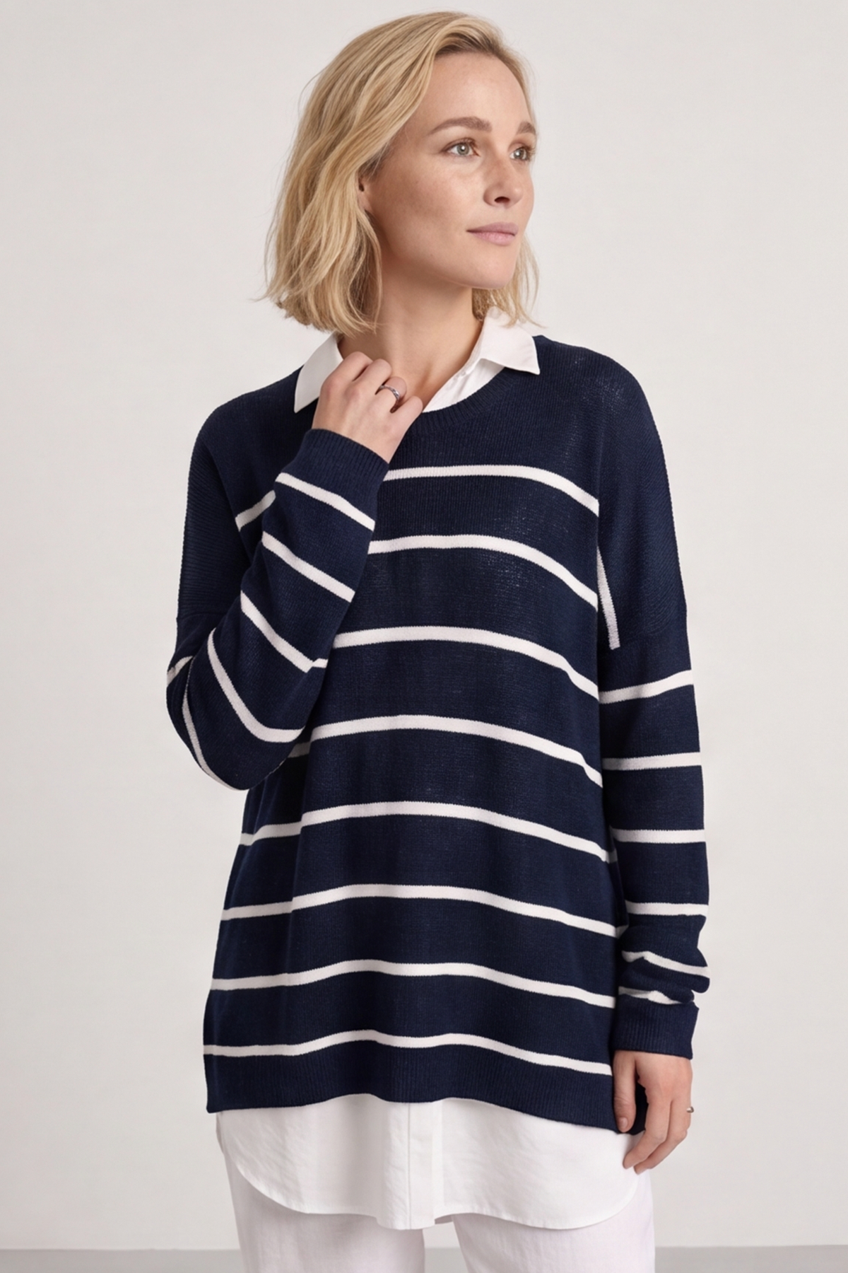 Maddison Stripe Knitted Jumper Navy