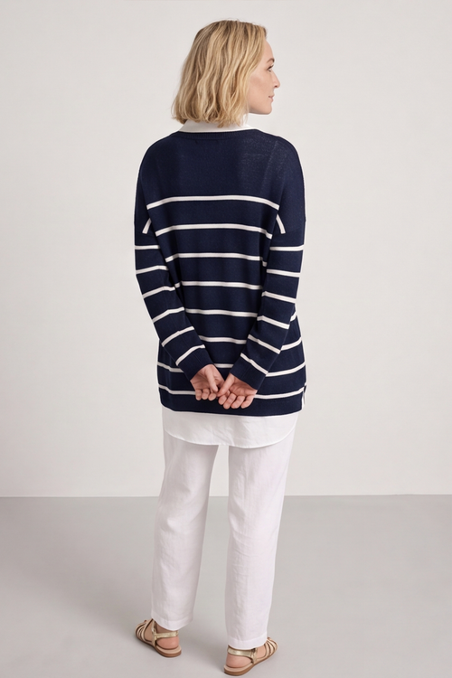Maddison Stripe Knitted Jumper Navy - Image 4
