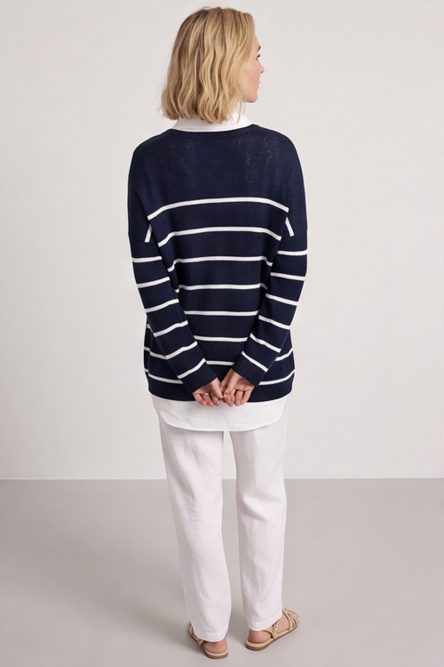 Maddison Stripe Knitted Jumper Navy - Image 5