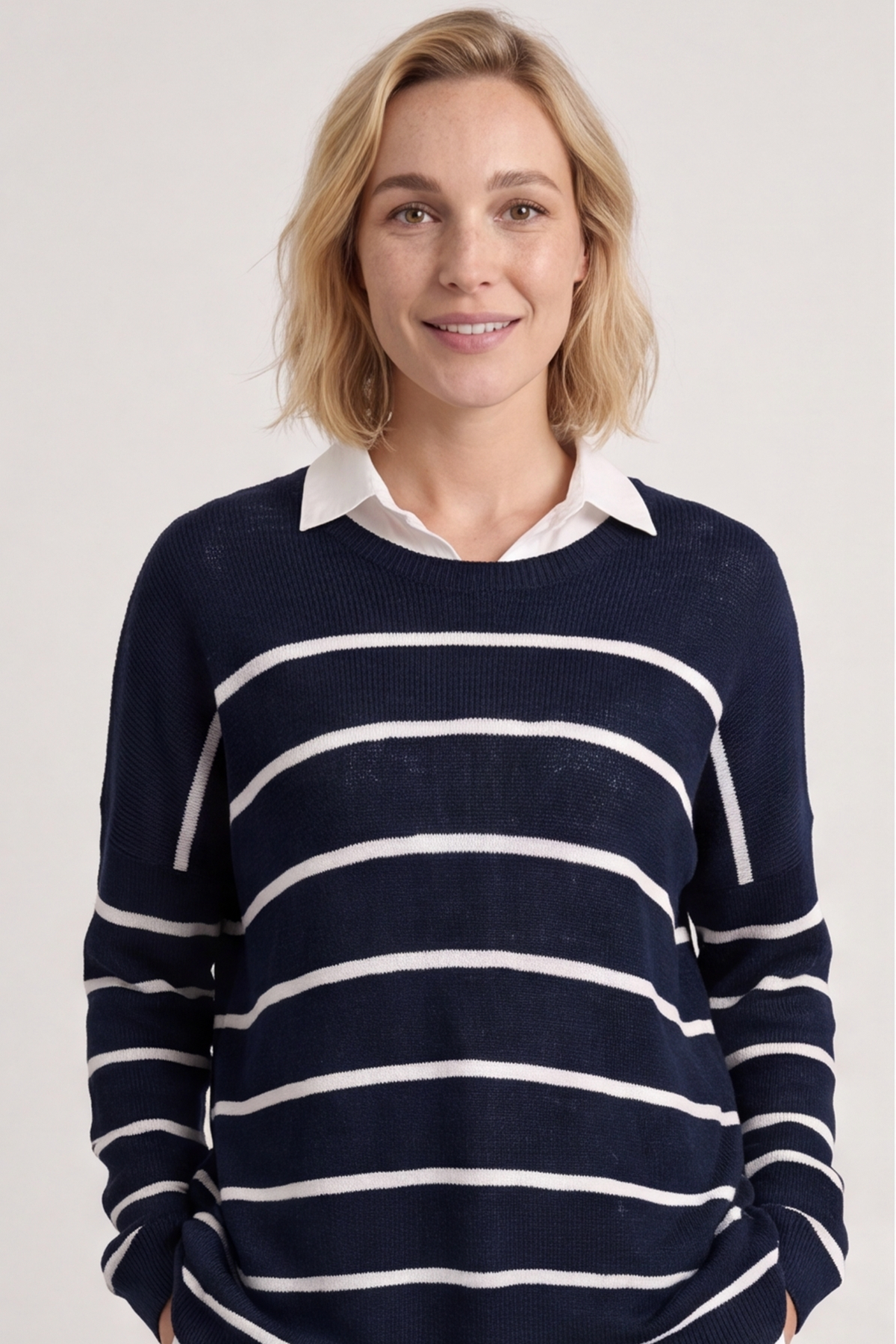 Maddison Stripe Knitted Jumper Navy