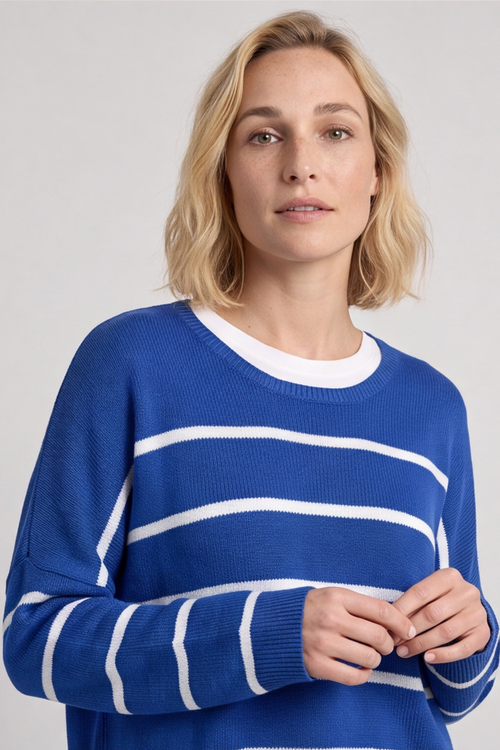 Maddison Stripe Knitted Jumper Cobalt - Image 6