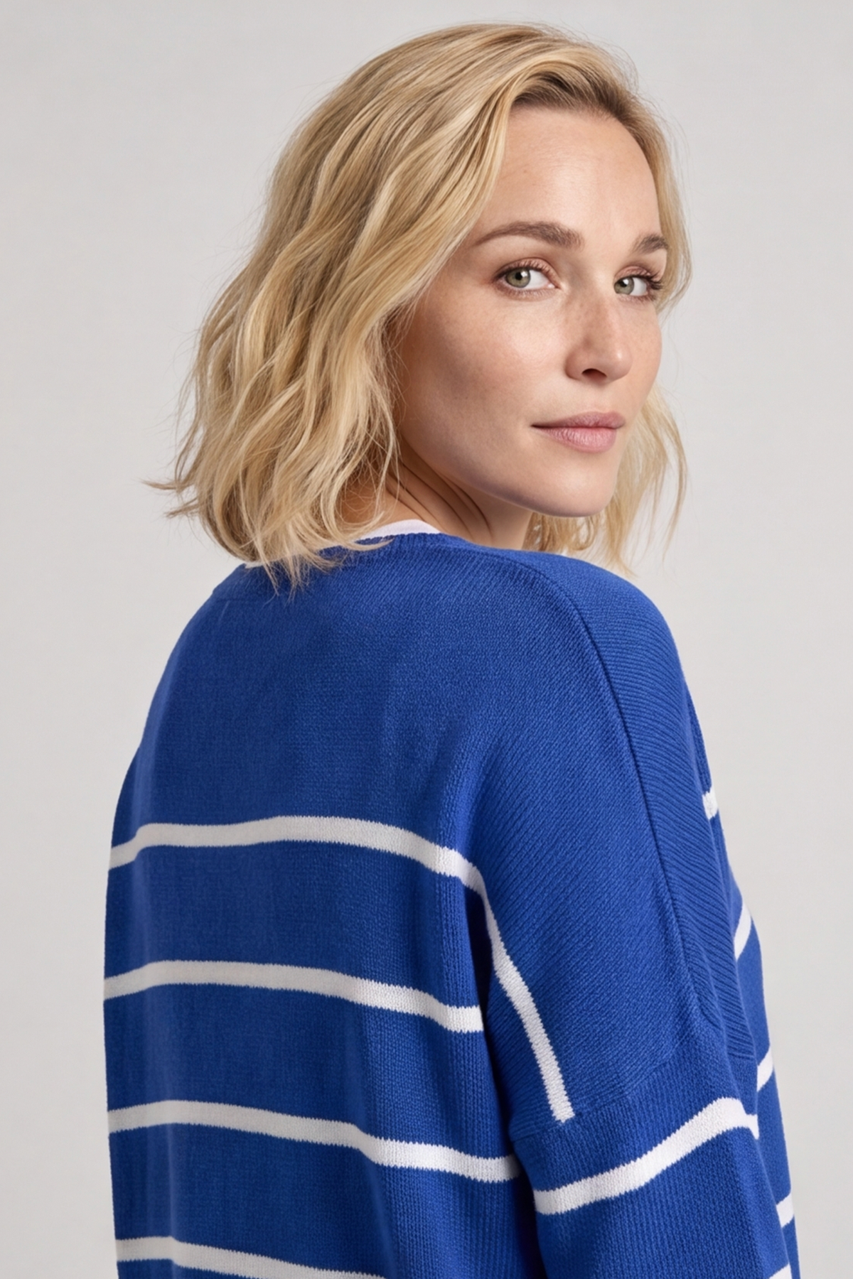 Maddison Stripe Knitted Jumper Cobalt