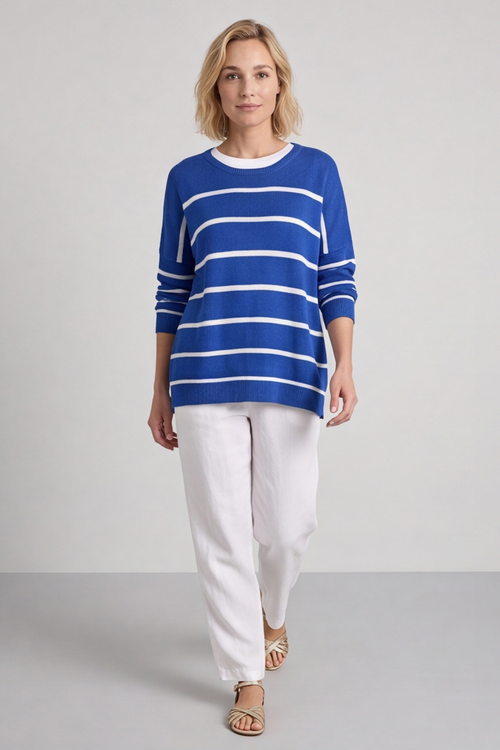 Maddison Stripe Knitted Jumper Cobalt - Image 5