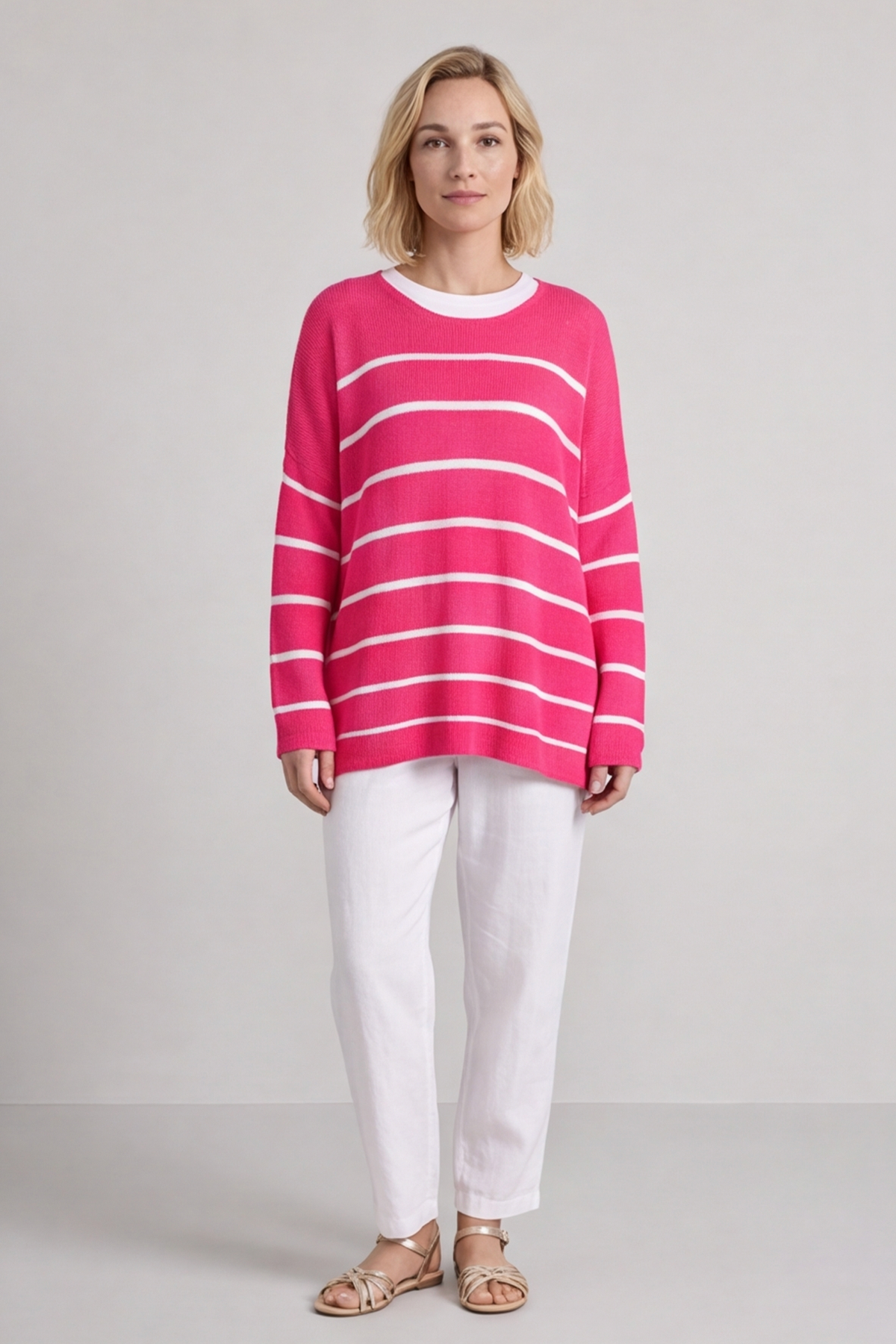 Maddison Stripe Knitted Jumper Fuchsia