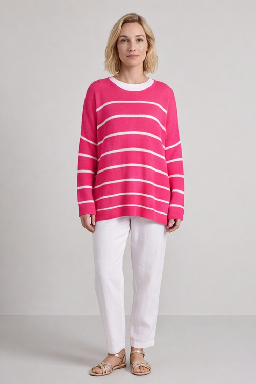 Maddison Stripe Knitted Jumper Fuchsia - Image 6