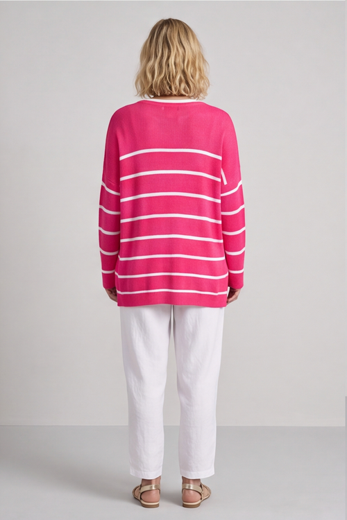 Maddison Stripe Knitted Jumper Fuchsia - Image 4