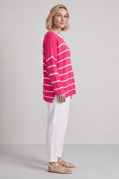 Maddison Stripe Knitted Jumper Fuchsia - Image 5