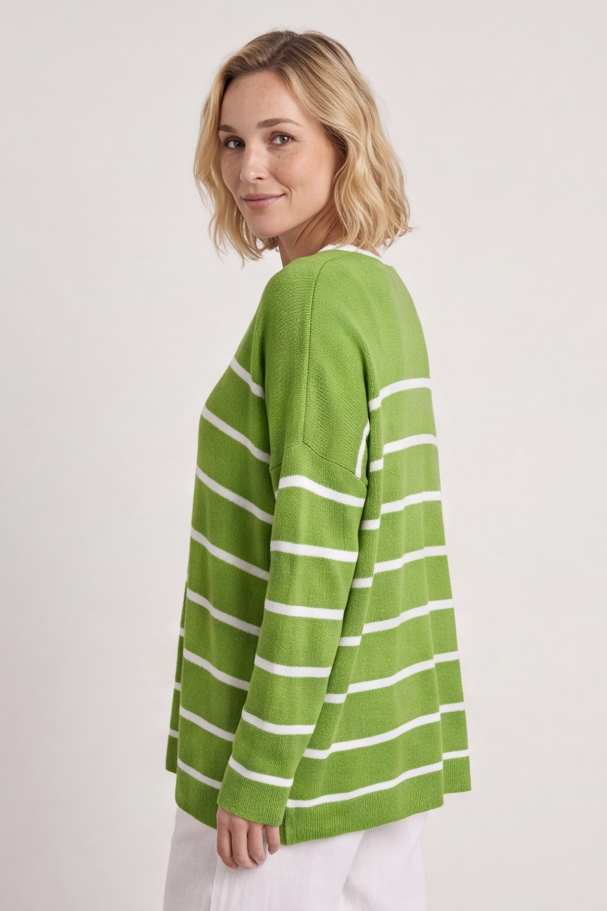 Maddison Stripe Knitted Jumper Green