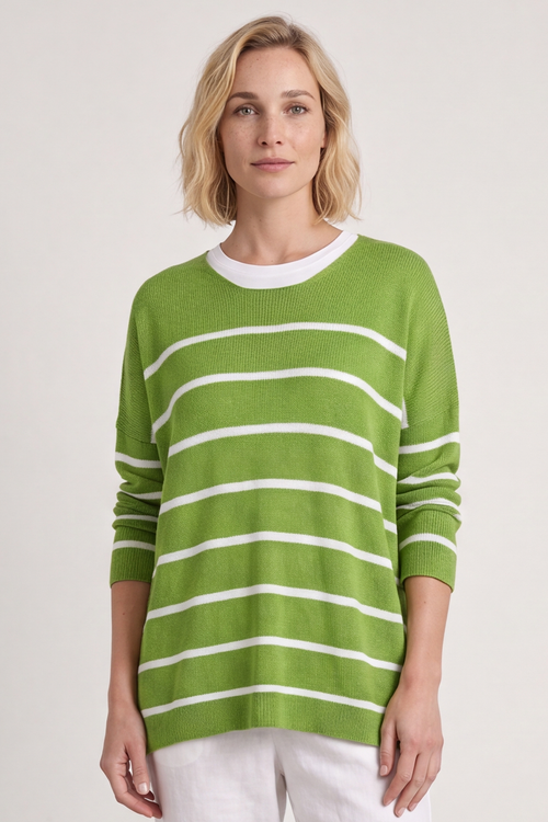 Maddison Stripe Knitted Jumper Green - Image 3