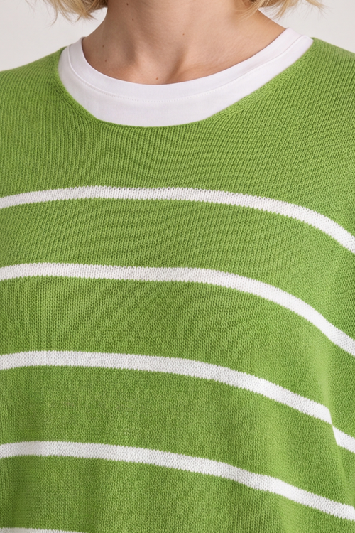 Maddison Stripe Knitted Jumper Green - Image 4
