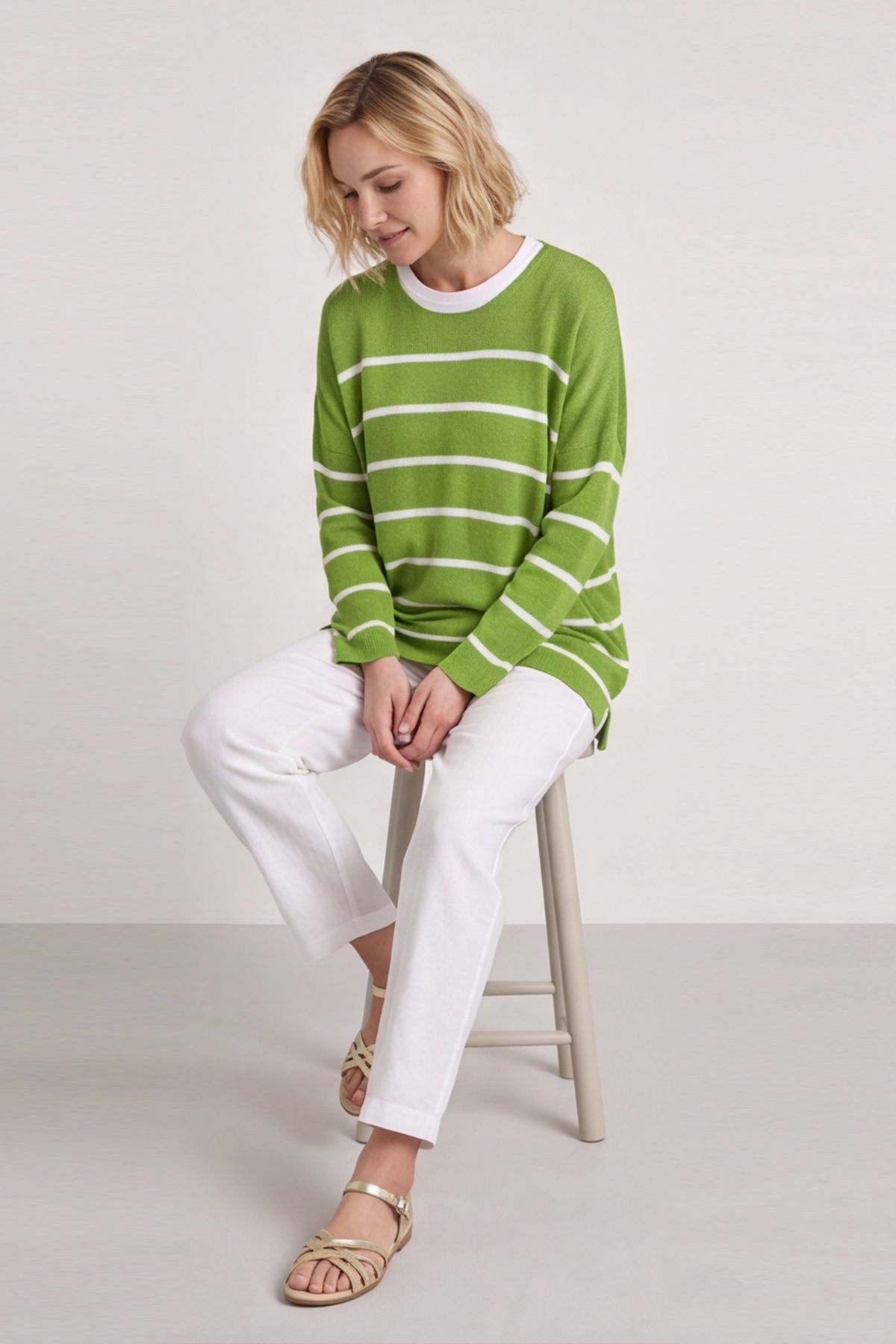 Maddison Stripe Knitted Jumper Green