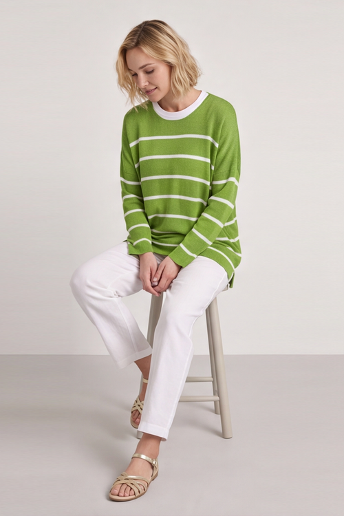 Maddison Stripe Knitted Jumper Green - Image 5