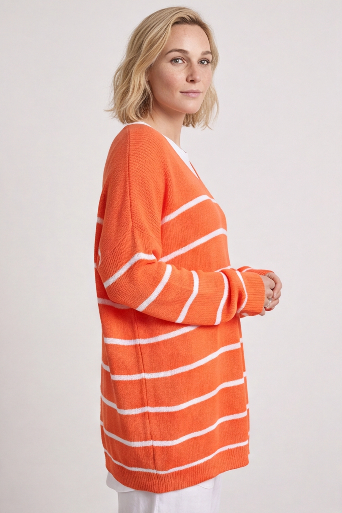 Maddison Stripe Knitted Jumper Orange