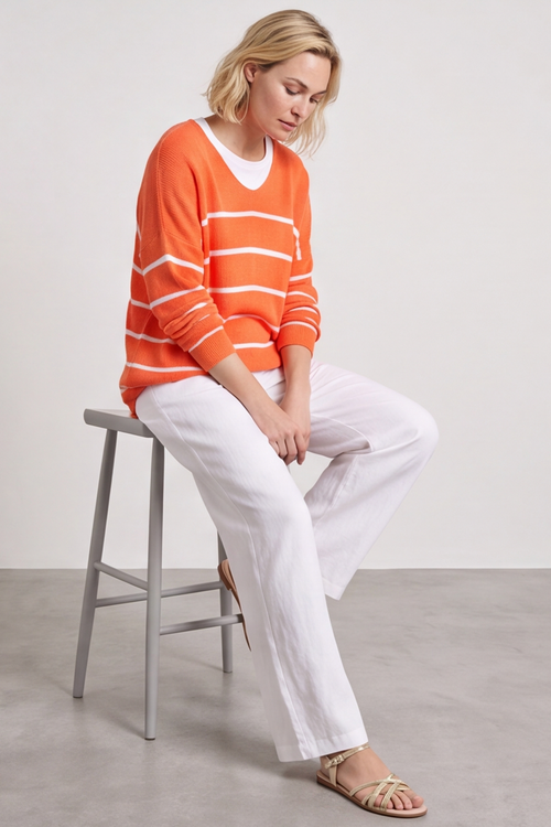 Maddison Stripe Knitted Jumper Orange - Image 5