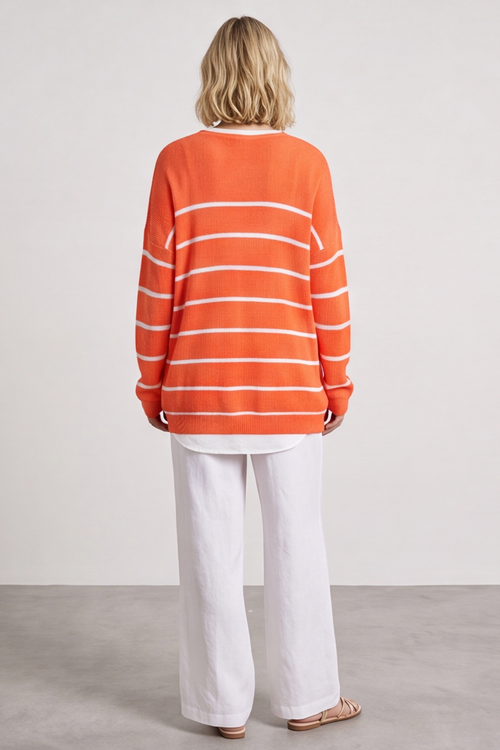 Maddison Stripe Knitted Jumper Orange - Image 6