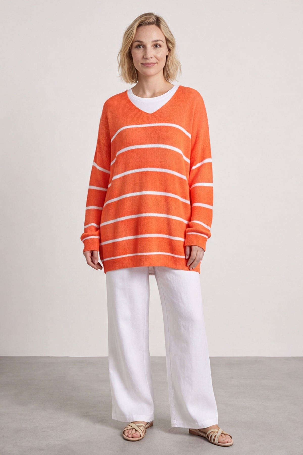 Maddison Stripe Knitted Jumper Orange