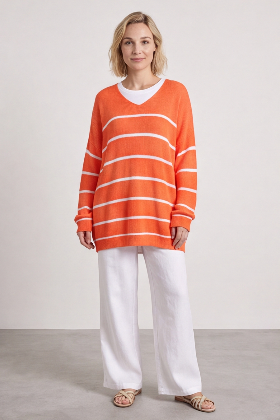 Maddison Stripe Knitted Jumper Orange