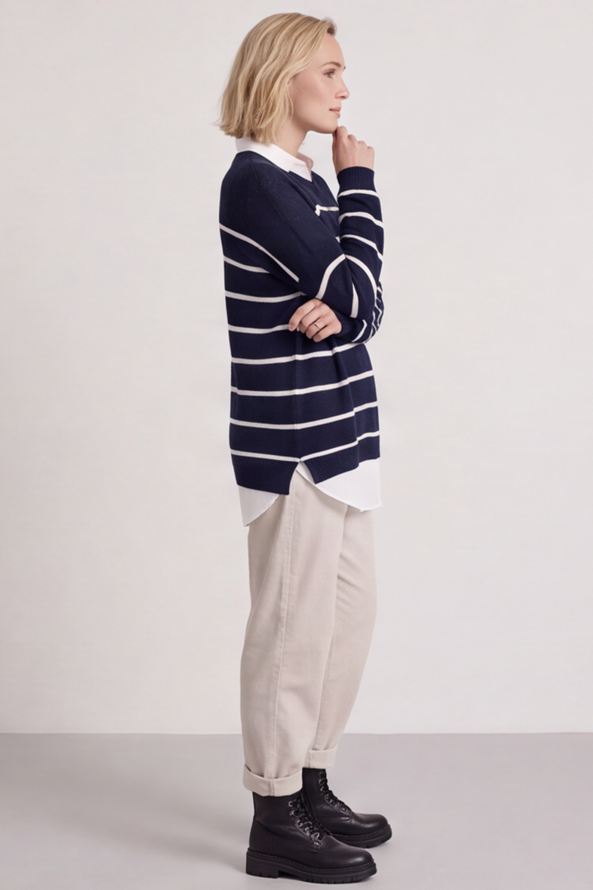 Maddison Stripe Knitted Jumper Navy
