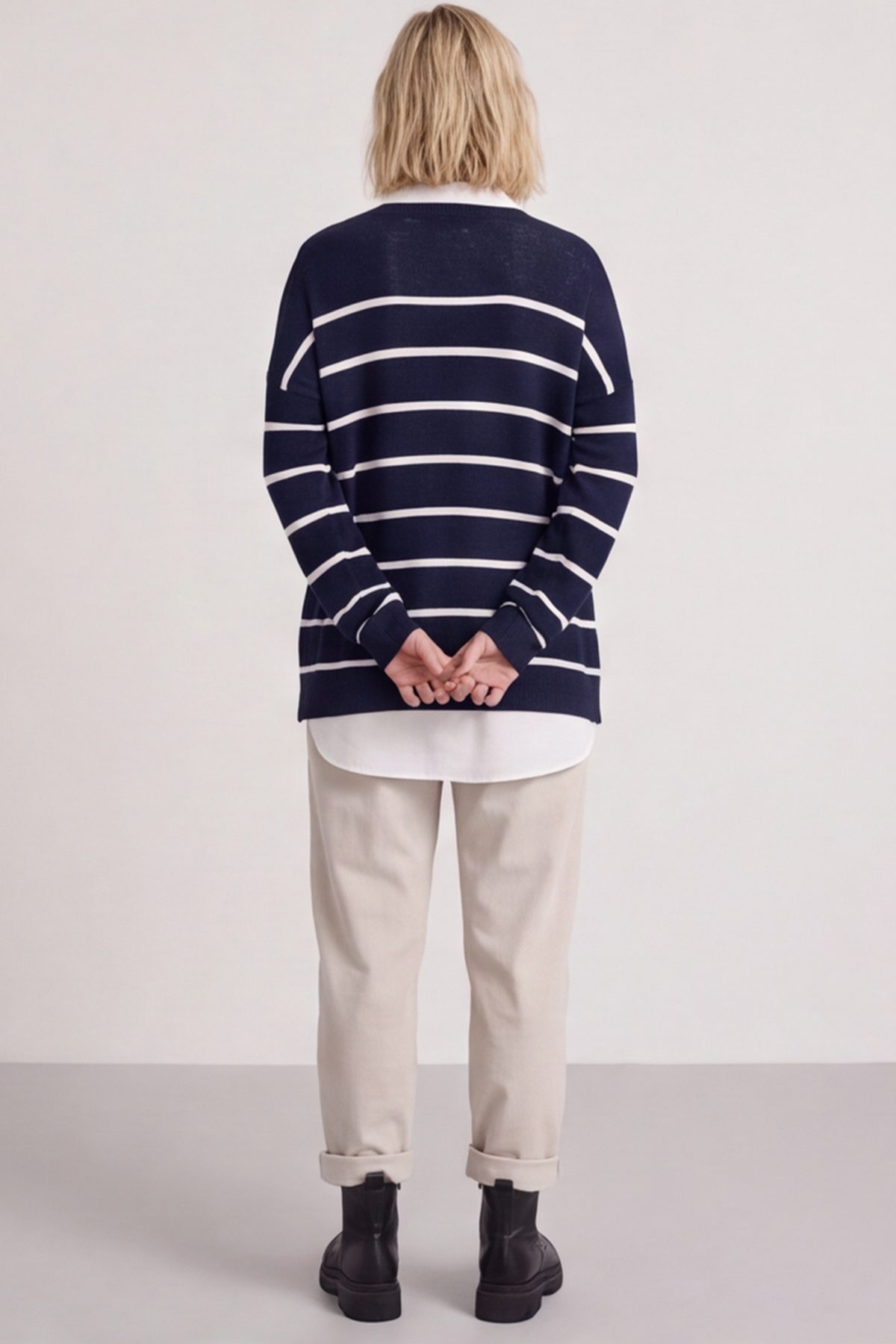 Maddison Stripe Knitted Jumper Navy