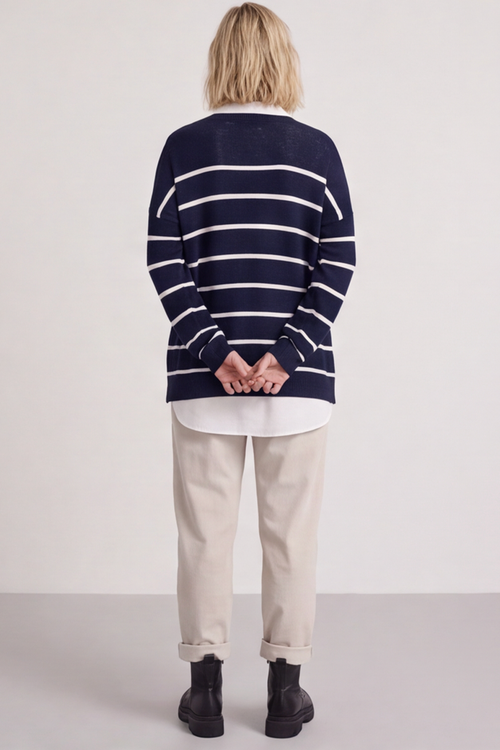Maddison Stripe Knitted Jumper Navy - Image 6