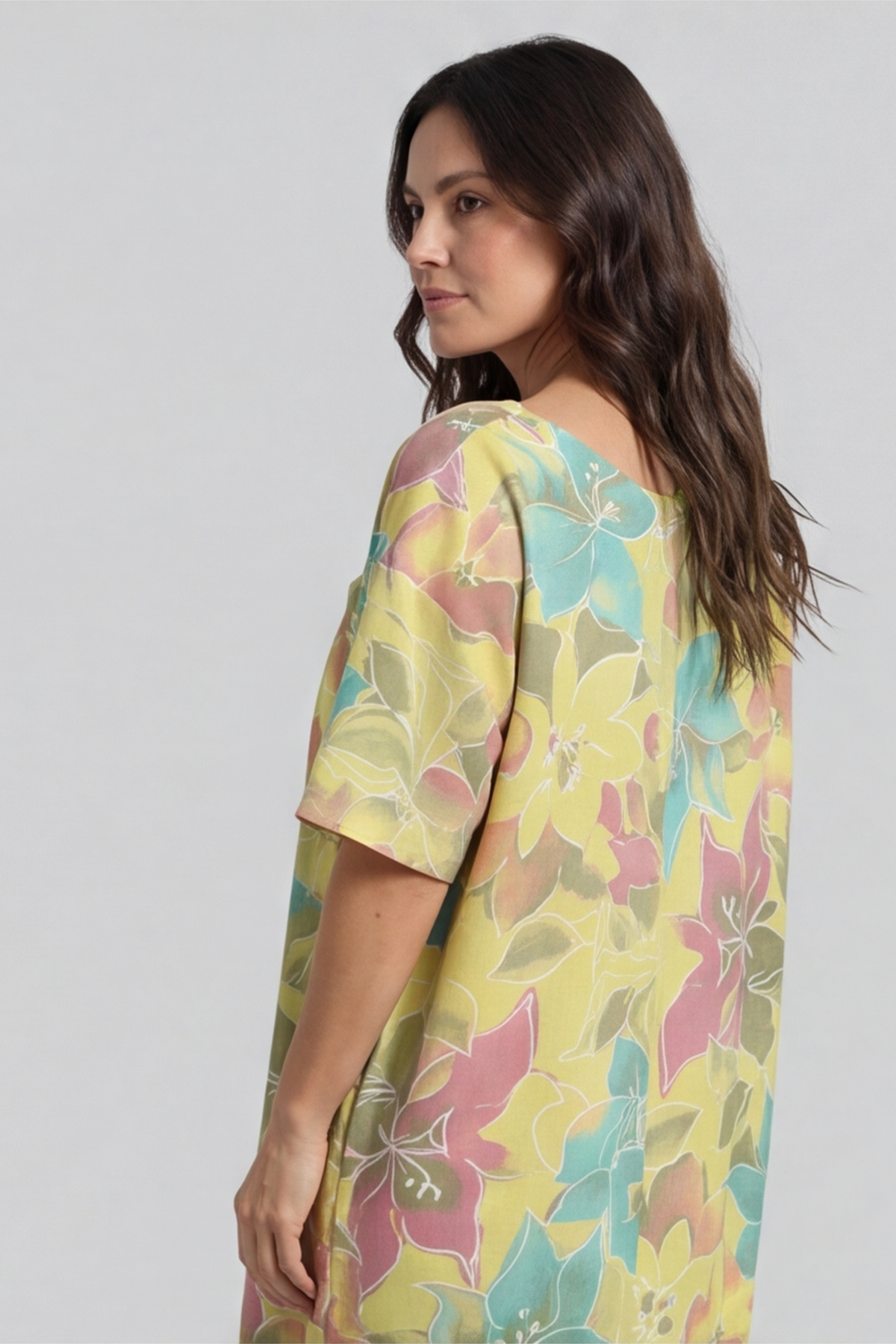 Madeline Floral Print Linen Dress Yellow