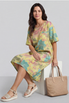 Madeline Floral Print Linen Dress Yellow