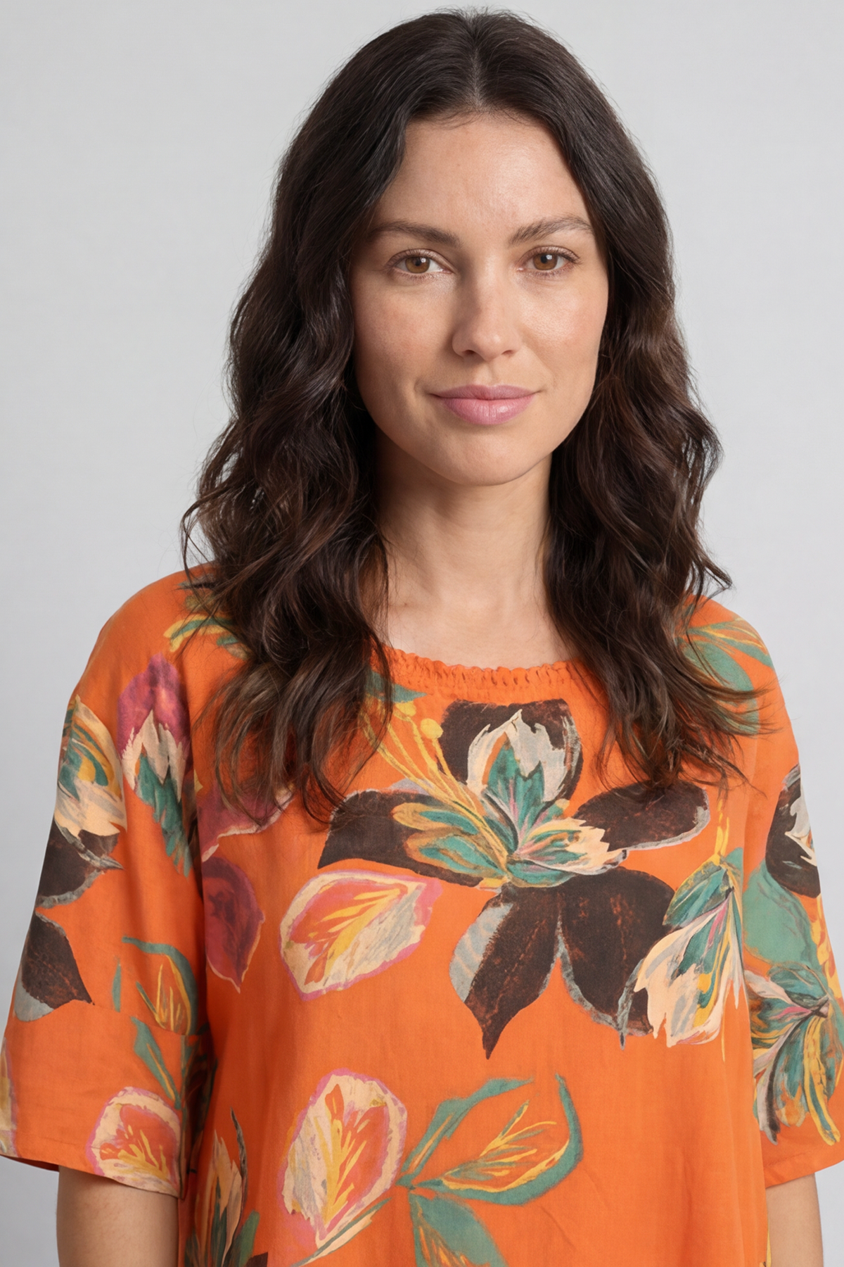 Mallory Print Linen Dress Orange
