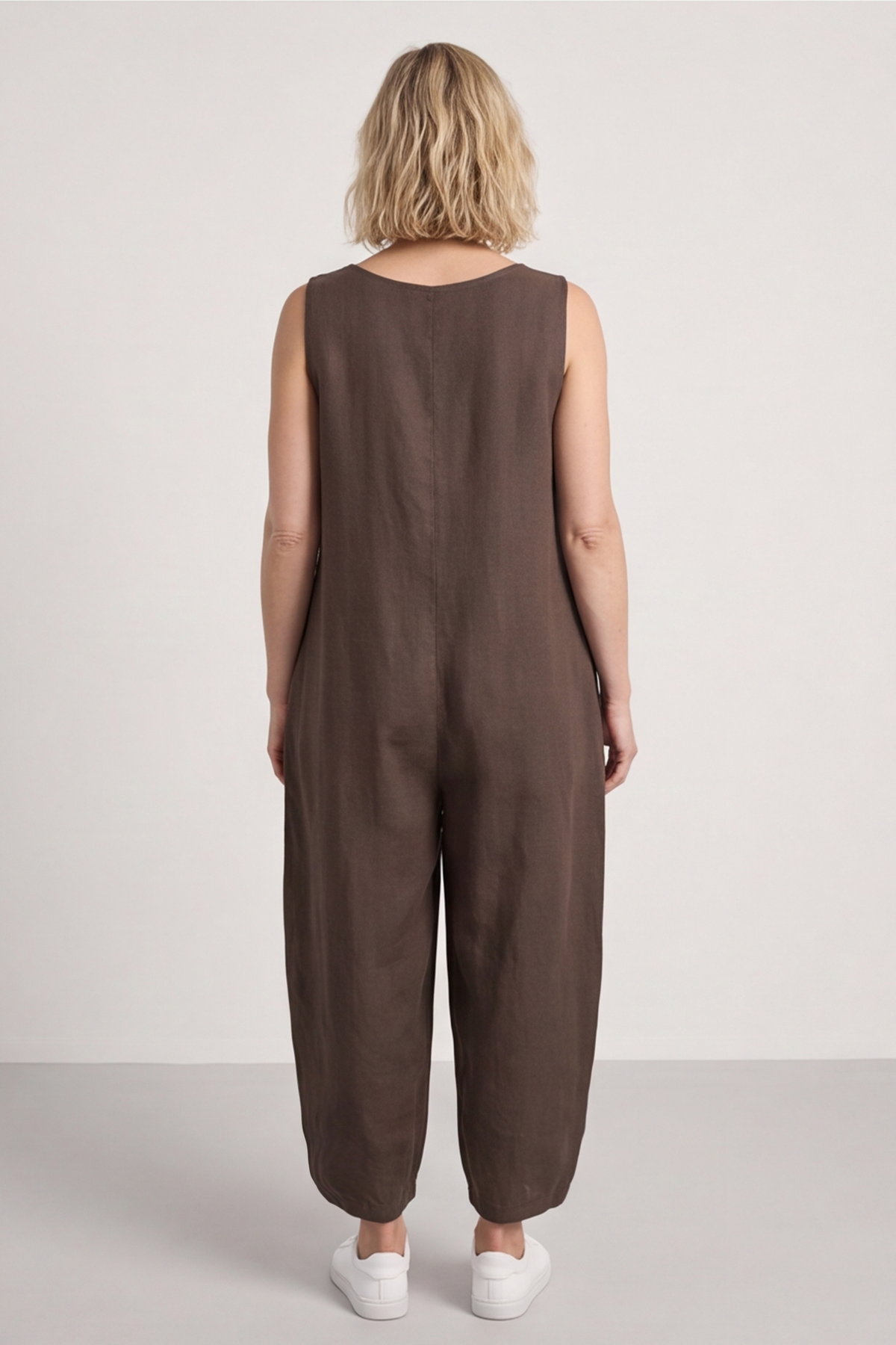Margot Sleeveless Linen Jumpsuit Cocoa